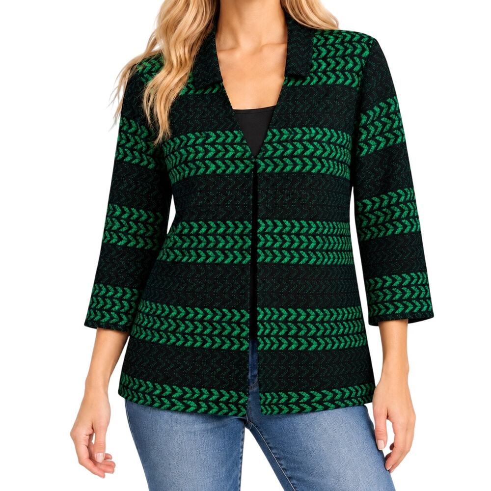 NEW NWT MSRP $209 MING WANG Medium Green Knit Top Christmas Heritage Fit Holiday